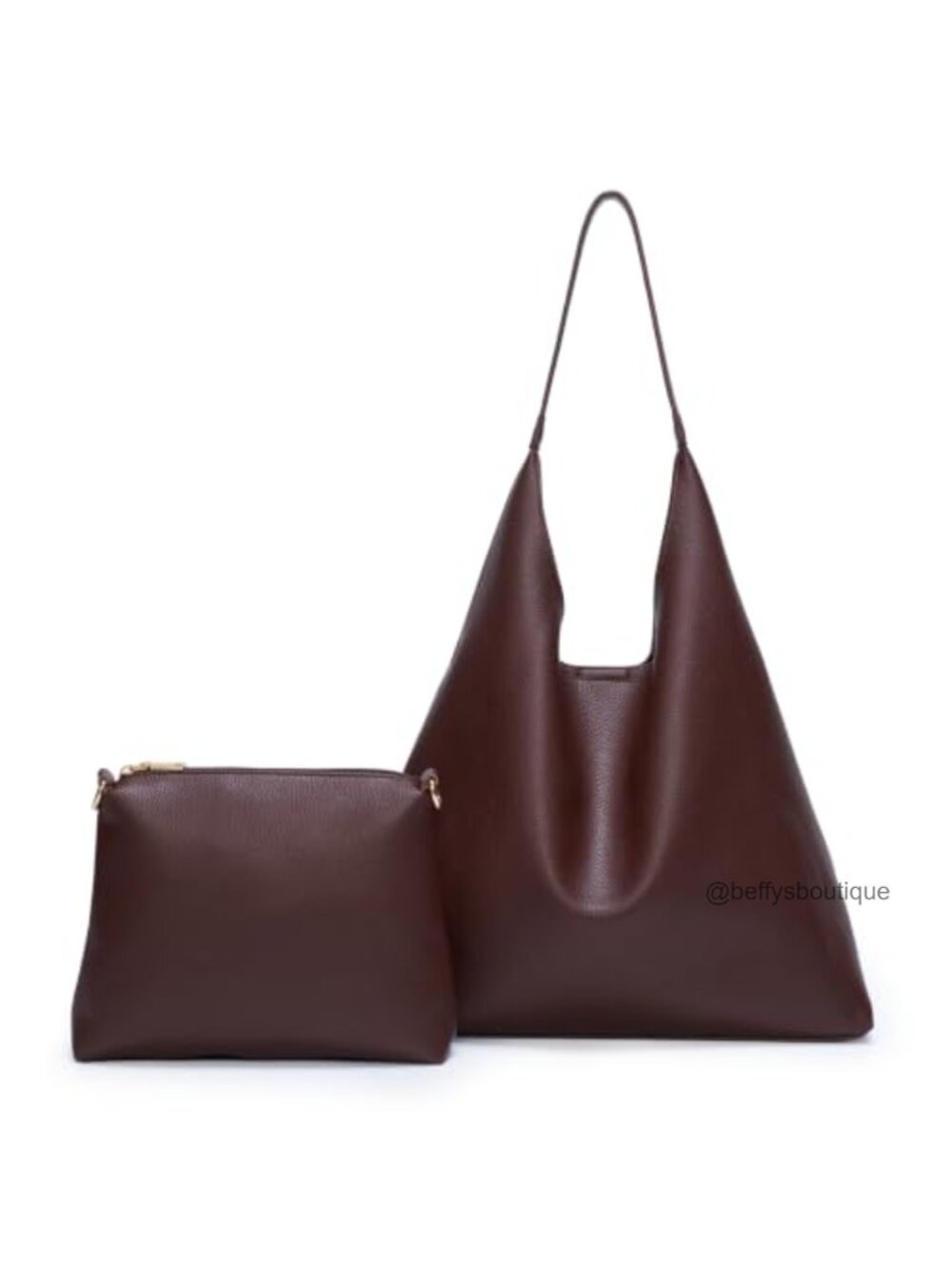 Hobo Bag Set Large Soft Vegan Leather Slouchy Shoulder Tote 2 Pc